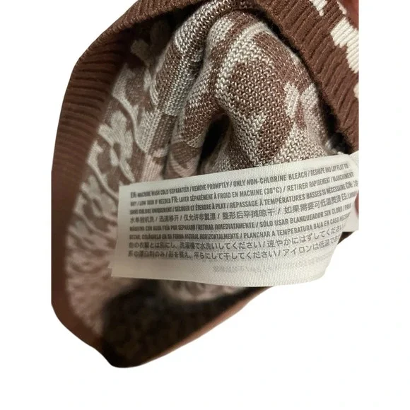 Hollister Brown Cream Floral Knit Dress Y2K Cottagecore Tank Midi L Retro - Picture 4 of 10